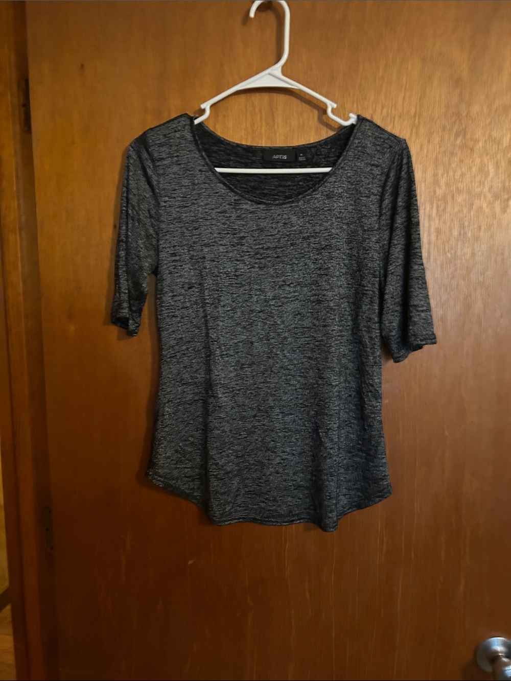 Apt. 9 Heathered Charcoal Scoop Neck Short Sleeve Top